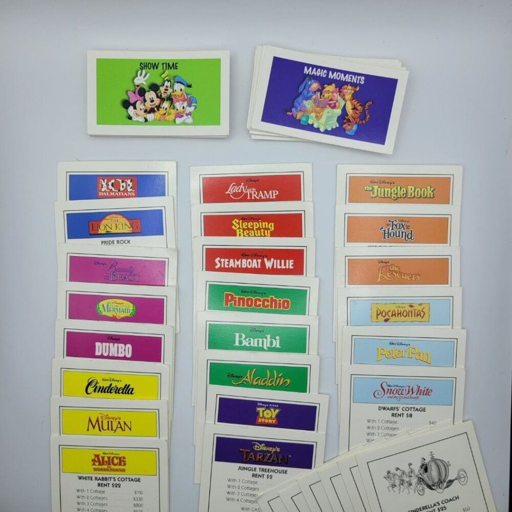 Disney Monopoly 2001 Replacement Cards Deeds Rules Manual Hasbro Magic Moments